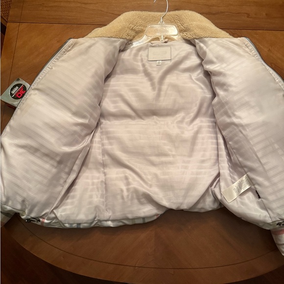 Coach Down Puffer Jacket 83128 Shearing collar plaid leather tattersall Large - Picture 2 of 13